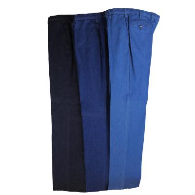 .PANTALONE UOMO CLASSICO IN TESSUTO JEANS LEGGERO ELASTICIZZATO TAGLIE COMODE VITA ALTA CINTOLO CON ELASTICO