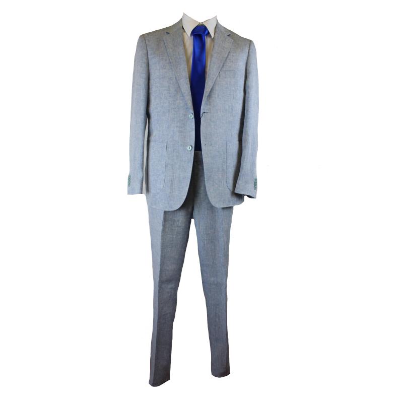 COMPLETO UOMO CLASSICO PURO LINO GIACCA PANTALONE VESTIBILITÀ COMODA TAGLIE FORTI FINO ALLA TG.66 ART.255