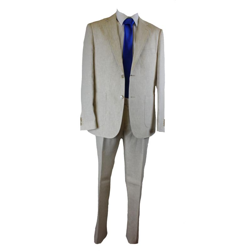 COMPLETO UOMO CLASSICO PURO LINO GIACCA PANTALONE VESTIBILITÀ COMODA TAGLIE FORTI FINO ALLA TG.66 ART.255