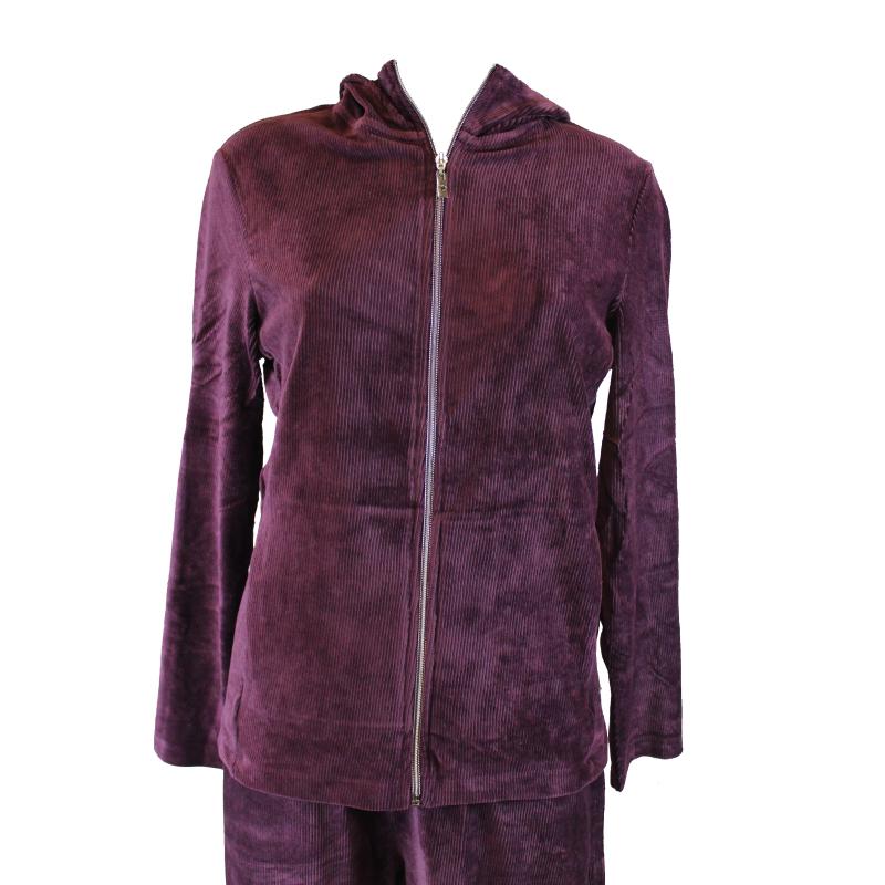 .FELPA DONNA CINIGLIA A COSTINA EFFETTO VELLUTO CAMPAGNOLO CAPPUCCIO ART.2C9406
