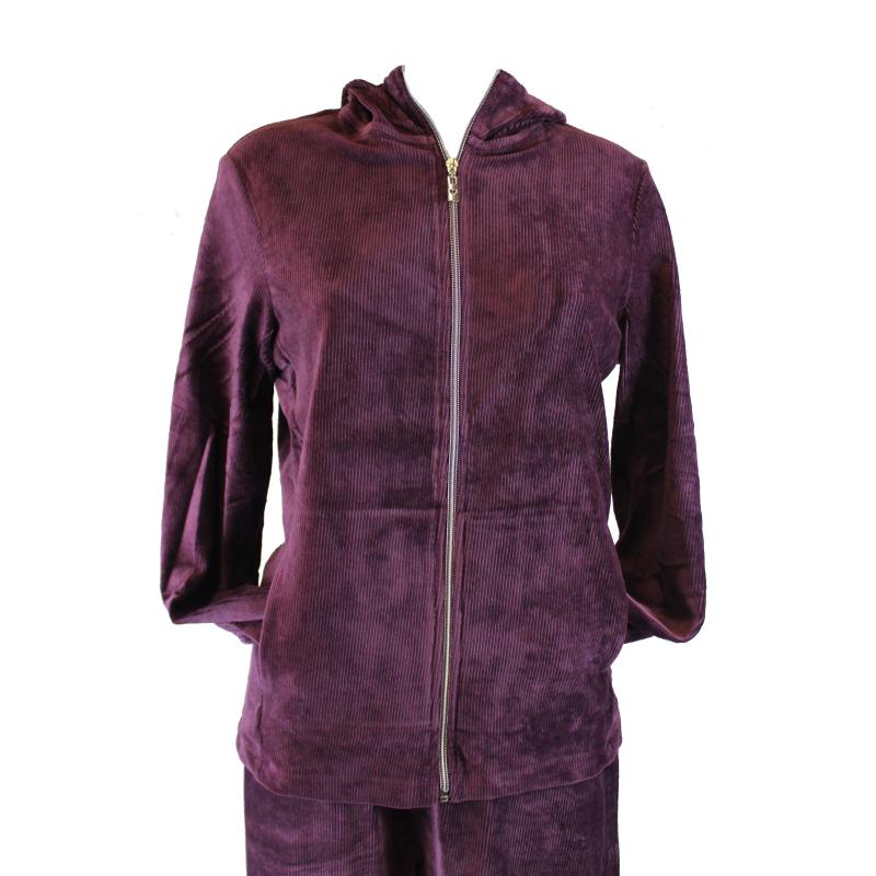 .FELPA DONNA CINIGLIA A COSTINA EFFETTO VELLUTO CAMPAGNOLO CAPPUCCIO ART.2C9406