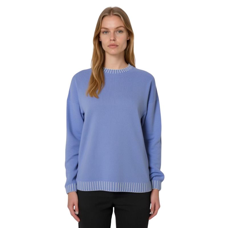 MAGLIONE DONNA GIROCOLLO MISTO LANA VISCOSA CASHMERE MADE IN ITALY ART.40311