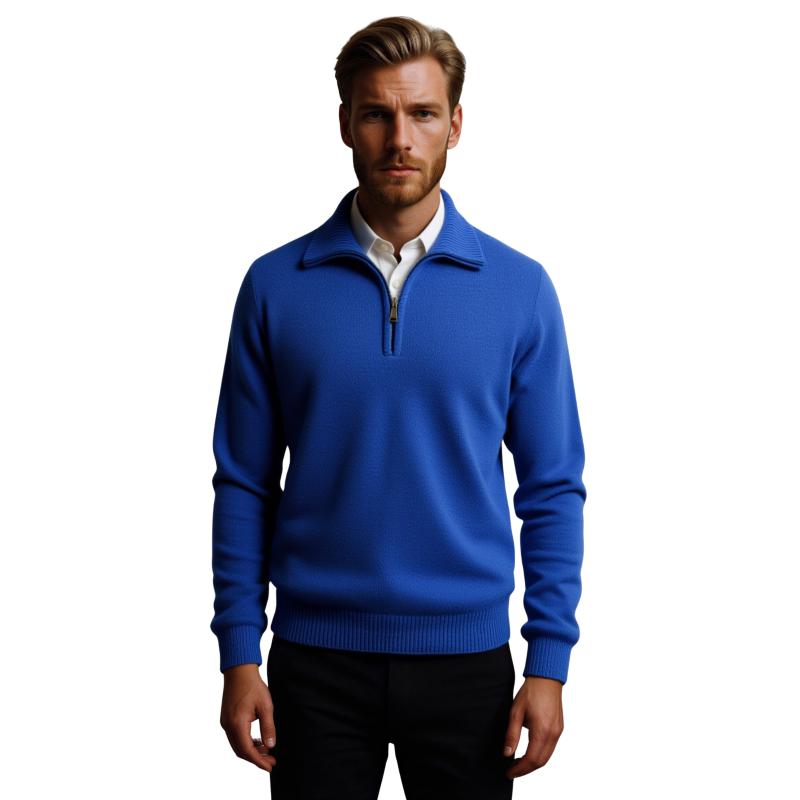 MAGLIONE UOMO POLO ZIP MADE IN ITALY 80% LANA ART.OMBRONE