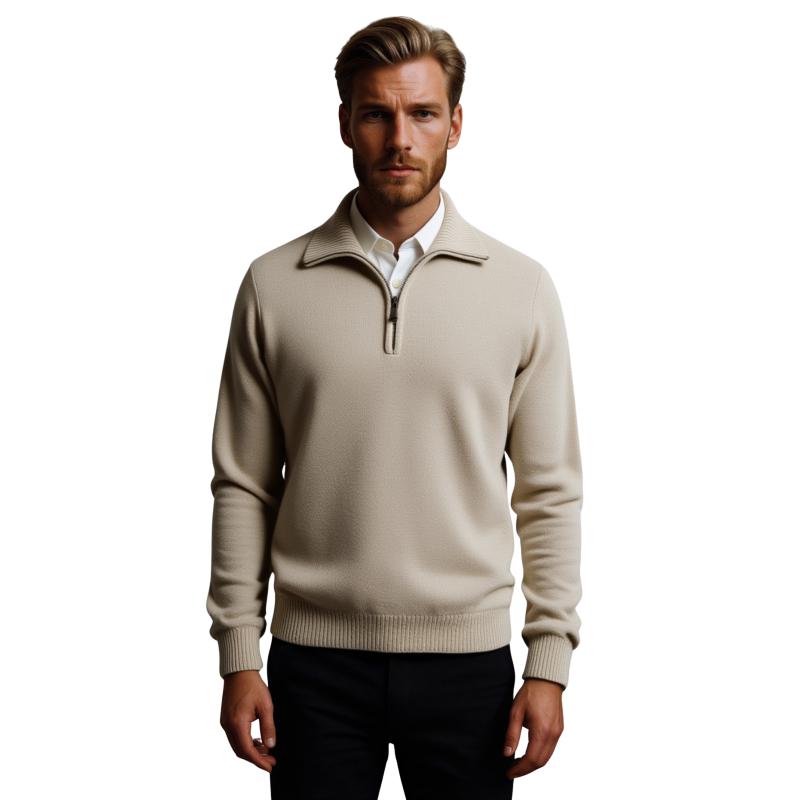 MAGLIONE UOMO POLO ZIP MADE IN ITALY 80% LANA ART.OMBRONE