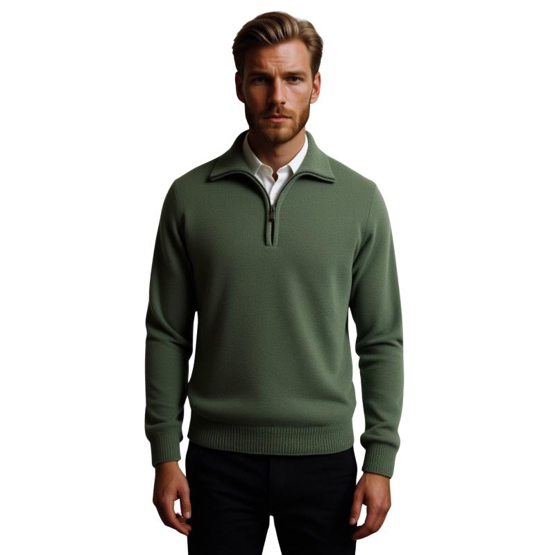MAGLIONE UOMO POLO ZIP MADE IN ITALY 80% LANA ART.OMBRONE