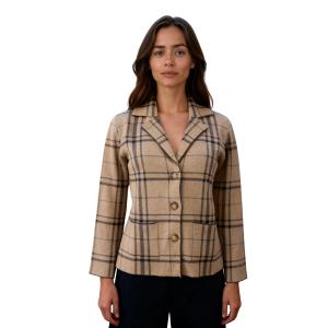 .GIACCA DONNA COLLO REVERSE QUADRI TASCHE MISTO CASHMERE MADE IN ITALY ART.31278