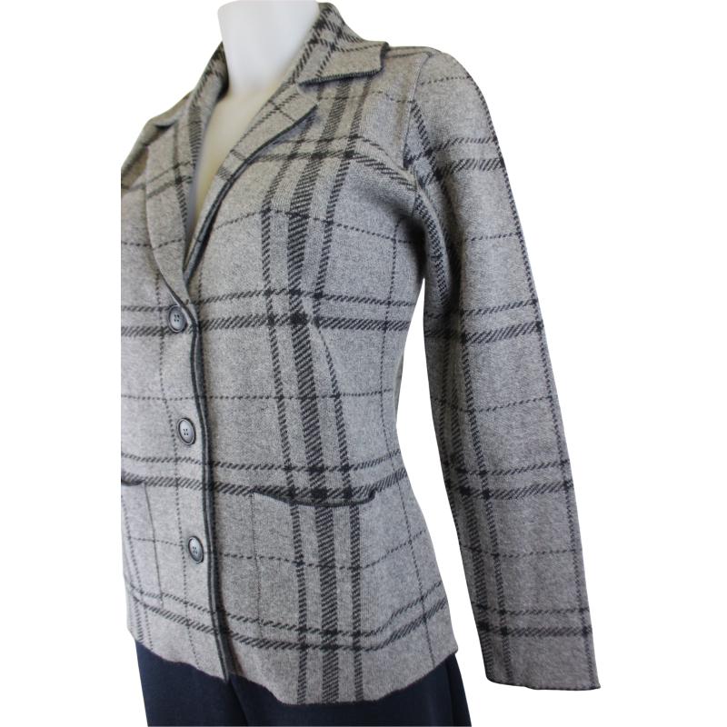 GIACCA DONNA COLLO REVERSE QUADRI TASCHE MISTO CASHMERE MADE IN ITALY ART.31278
