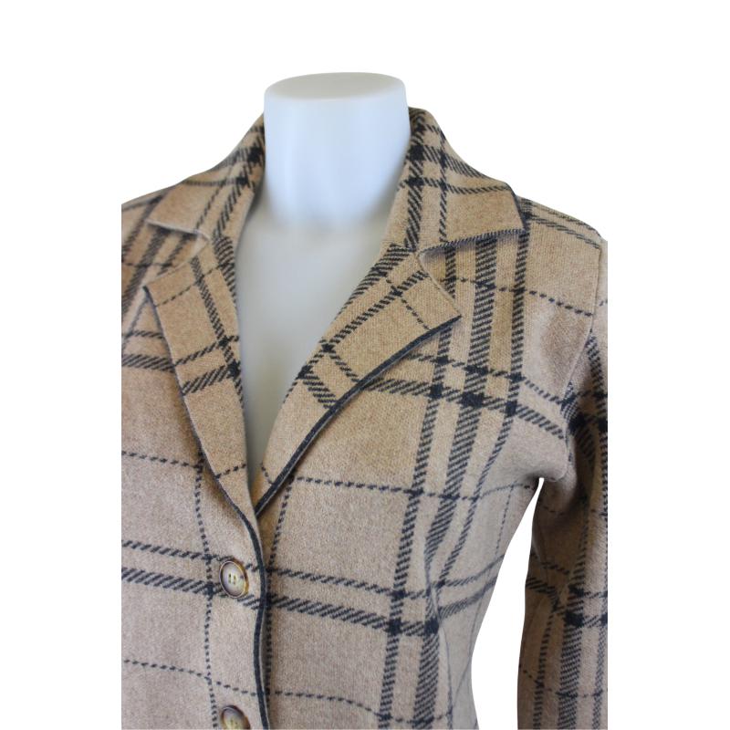 GIACCA DONNA COLLO REVERSE QUADRI TASCHE MISTO CASHMERE MADE IN ITALY ART.31278