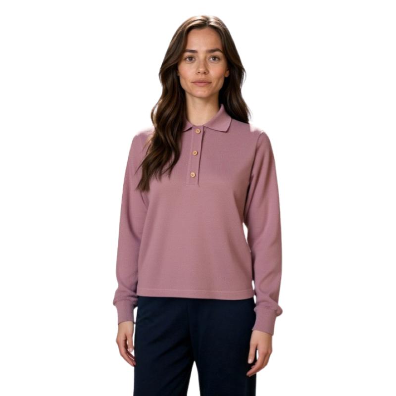 .MAGLIA POLO DONNA 3 BOTTONI.LANA MERINOS 80% MADE IN ITALY S-M-L-XL-XXL