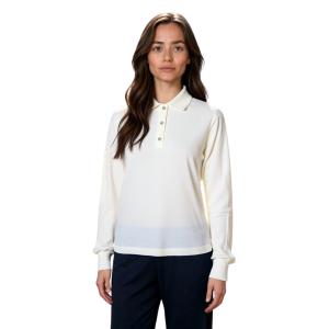 .MAGLIA POLO DONNA 3 BOTTONI.LANA MERINOS 80% MADE IN ITALY S-M-L-XL-XXL PANNA