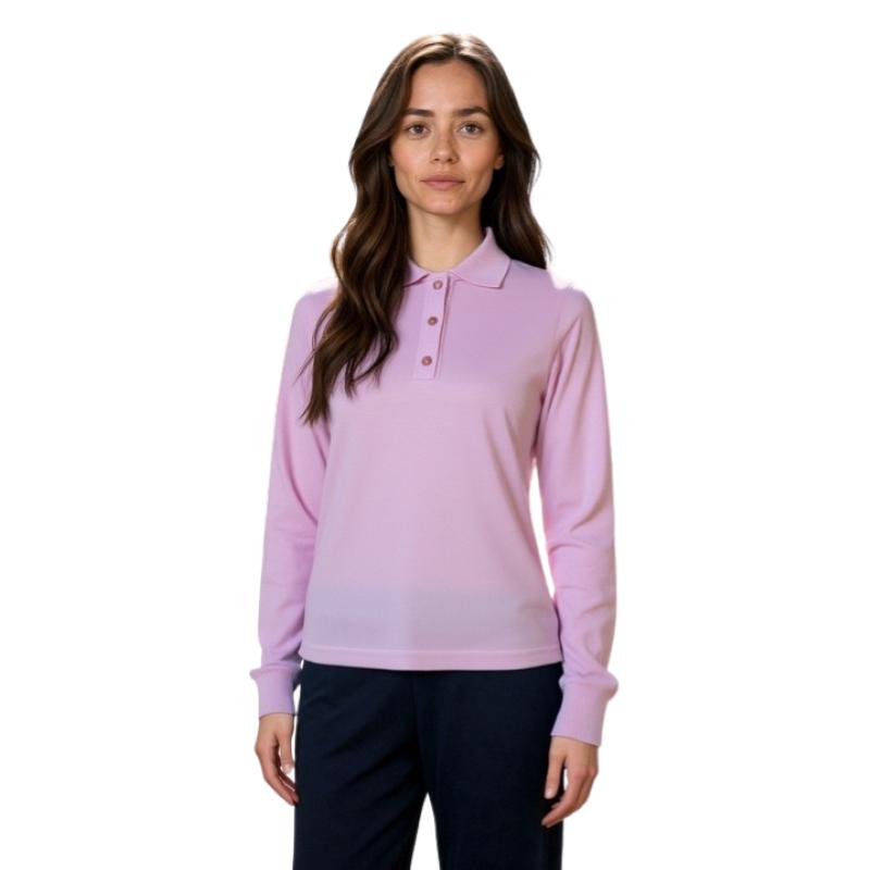 .MAGLIA POLO DONNA 3 BOTTONI.LANA MERINOS 80% MADE IN ITALY S-M-L-XL-XXL ROSA