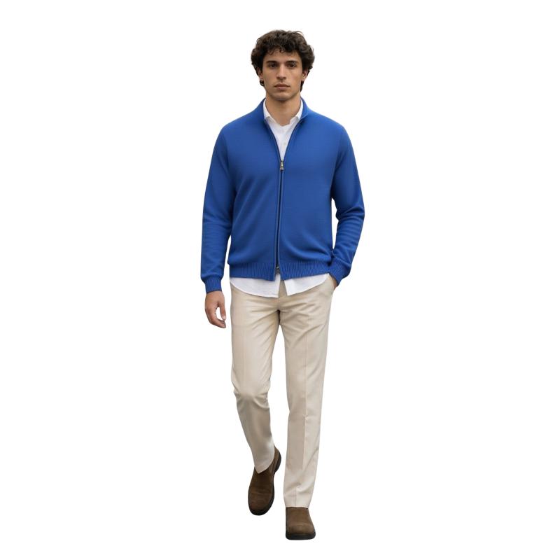 .GIACCA UOMO ZIP PURO COTONE CHICCO DI RISO MADE IN ITALY TG.M-3XL