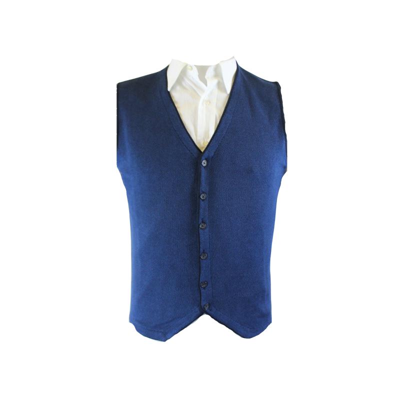 GILET UOMO PANCIOTTO PURO COTONE MAGLIA OPERATA BORDATO MADE IN ITALY ART.VADA