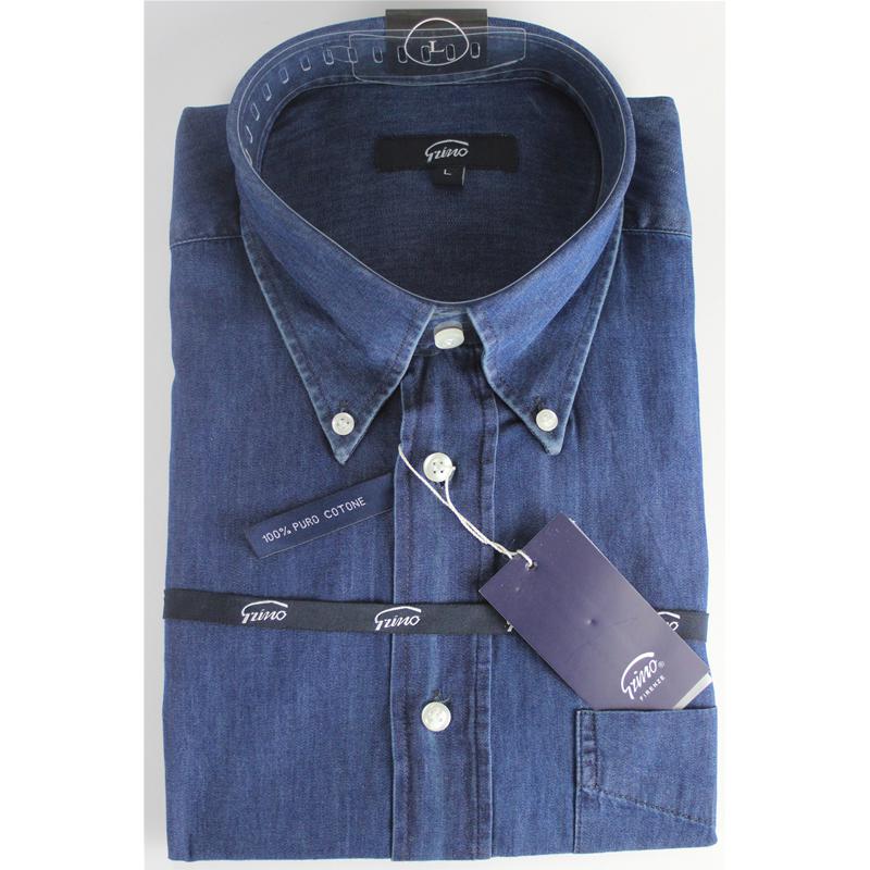 CAMICIA UOMO JEANS PURO COTONE VESTIBILITÀ COMODA TG M-L-XL-XXL