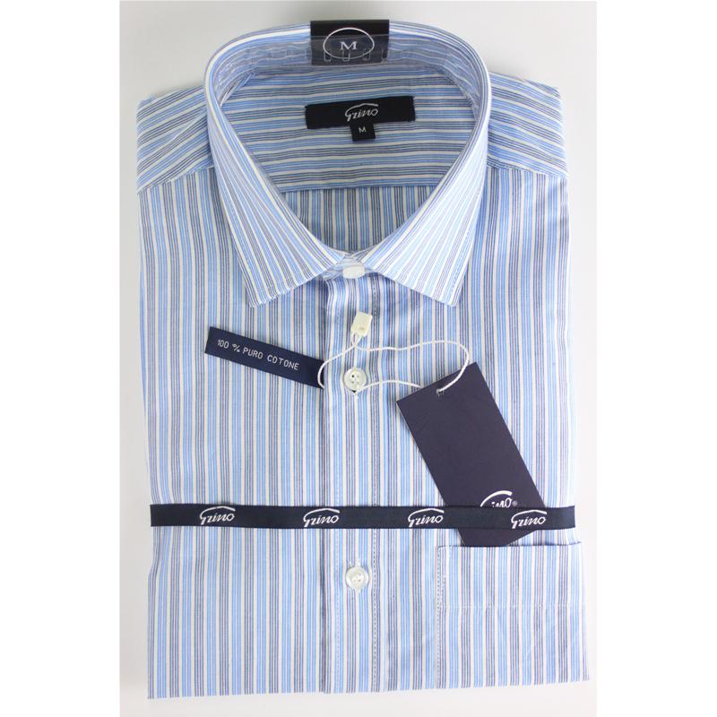 CAMICIA UOMO IN PURO COTONE VESTIBILITÀ COMODA TG.M-2XL RIGHE TASCHINO