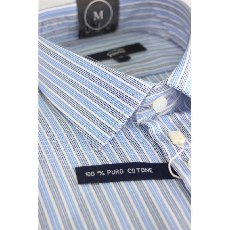 CAMICIA UOMO IN PURO COTONE VESTIBILITÀ COMODA TG.M-2XL RIGHE TASCHINO