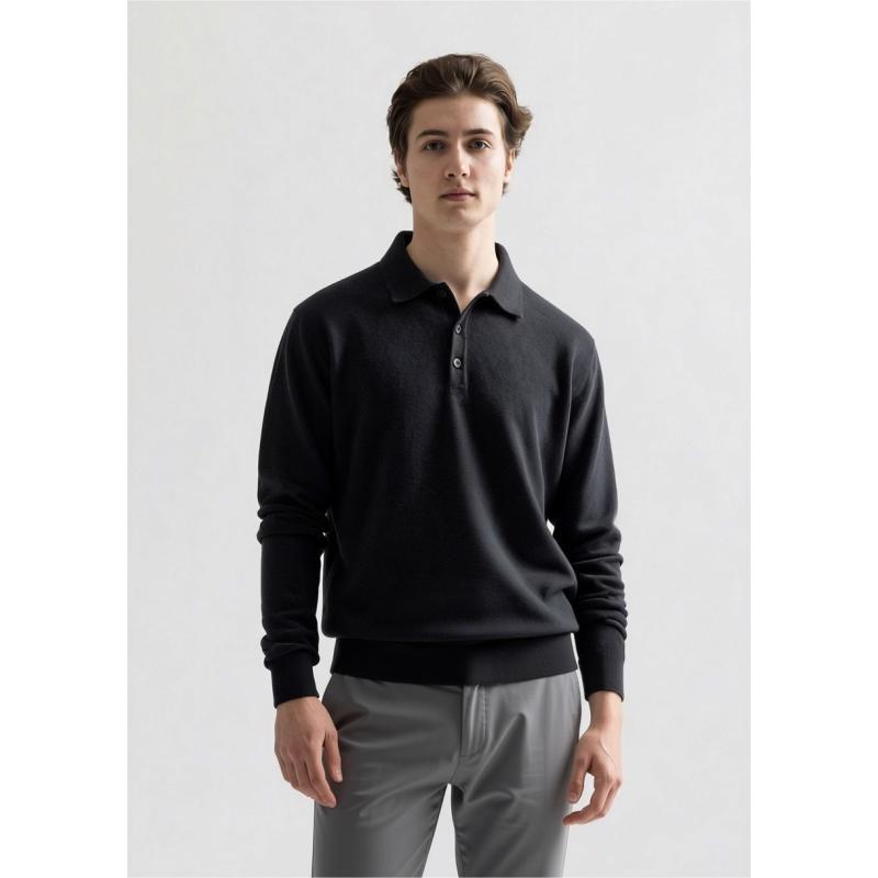 MAGLIA UOMO POLO 90% LANA 10% CASHMERE MADE IN ITALY 3 BOTTONI