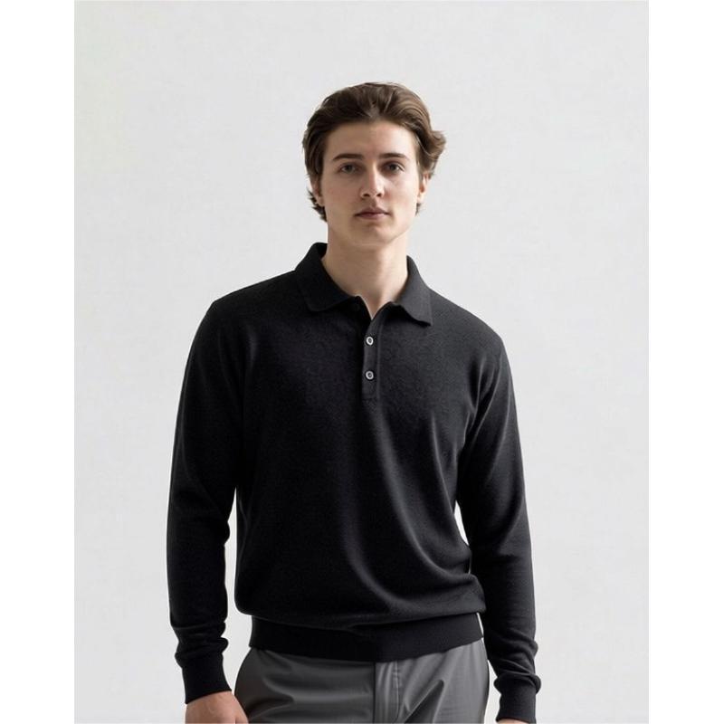 MAGLIA UOMO POLO 90% LANA 10% CASHMERE MADE IN ITALY 3 BOTTONI