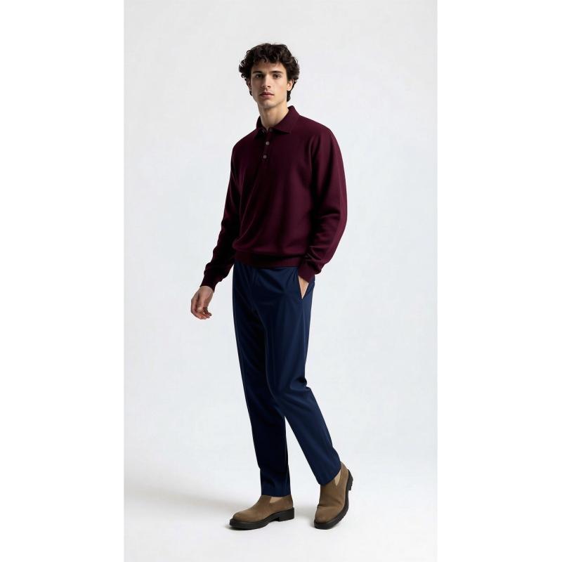 MAGLIA UOMO POLO 90% LANA 10% CASHMERE MADE IN ITALY 3 BOTTONI