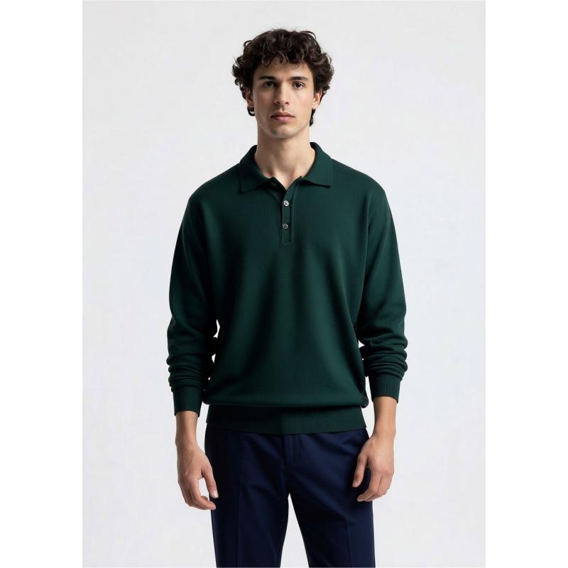 MAGLIA UOMO POLO 90% LANA 10% CASHMERE MADE IN ITALY 3 BOTTONI