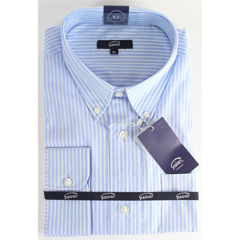 CAMICIA UOMO IN PURO COTONE VESTIBILITÀ COMODA TG.M-3XL RIGHE TASCHINO