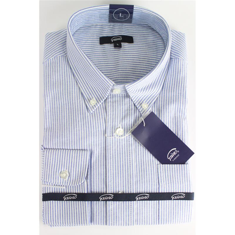 CAMICIA UOMO IN PURO COTONE OXFORD VESTIBILITÀ COMODA TG.M-3XL RIGHE TASCHINO