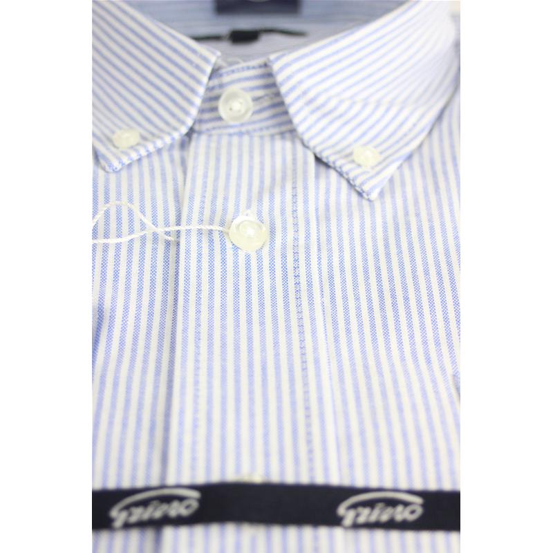 CAMICIA UOMO IN PURO COTONE OXFORD VESTIBILITÀ COMODA TG.M-3XL RIGHE TASCHINO