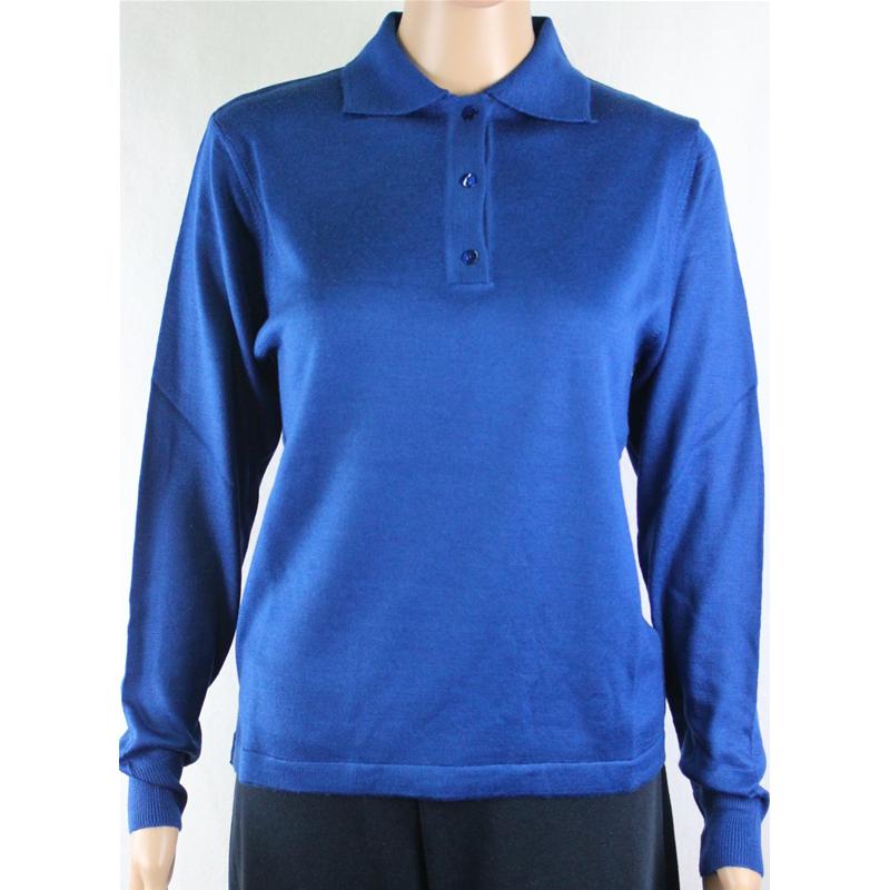 .MAGLIA POLO DONNA 3 BOTTONI.LANA MERINOS 80% MADE IN ITALY S-M-L-XL-XXL AVIO