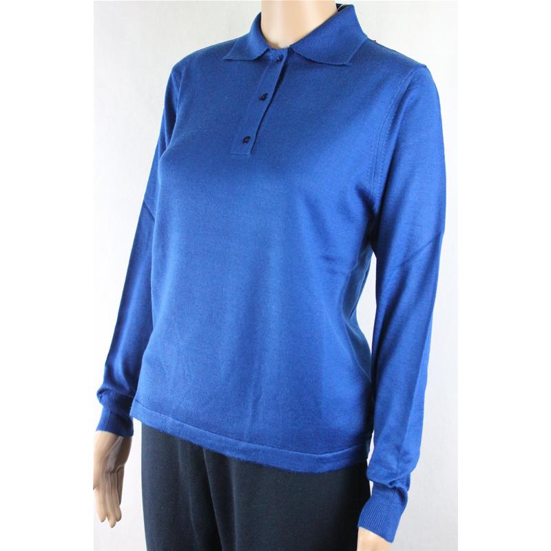 .MAGLIA POLO DONNA 3 BOTTONI.LANA MERINOS 80% MADE IN ITALY S-M-L-XL-XXL AVIO