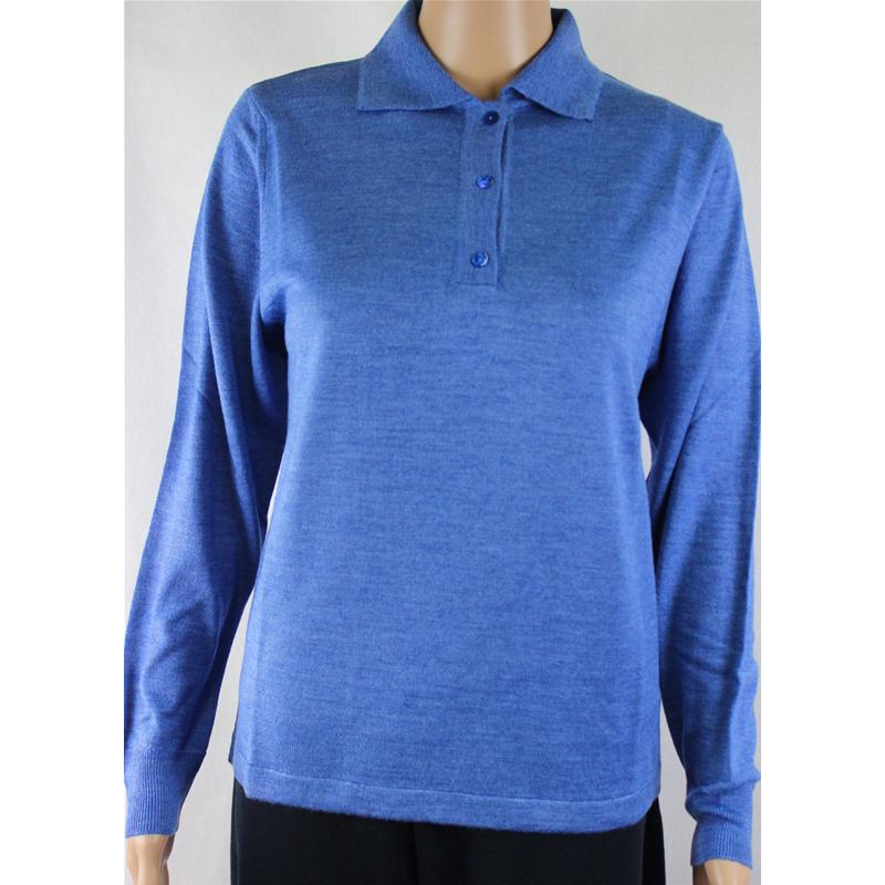 ..MAGLIA POLO DONNA 3 BOTTONI.LANA MERINOS 80% MADE IN ITALY S-M-L-XL-XXL AZZURRO
