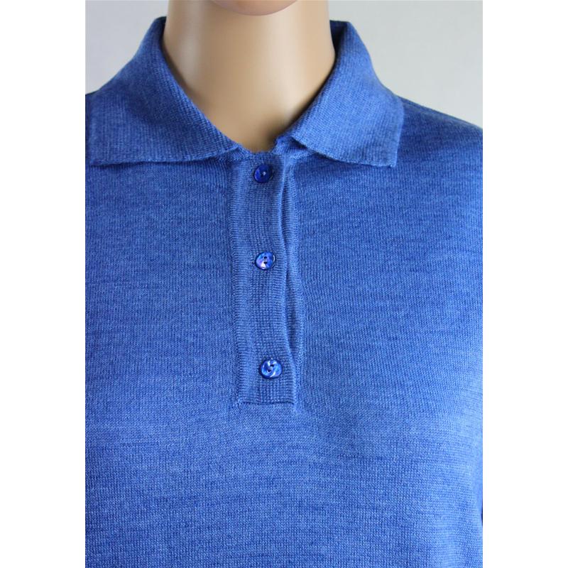 ..MAGLIA POLO DONNA 3 BOTTONI.LANA MERINOS 80% MADE IN ITALY S-M-L-XL-XXL AZZURRO