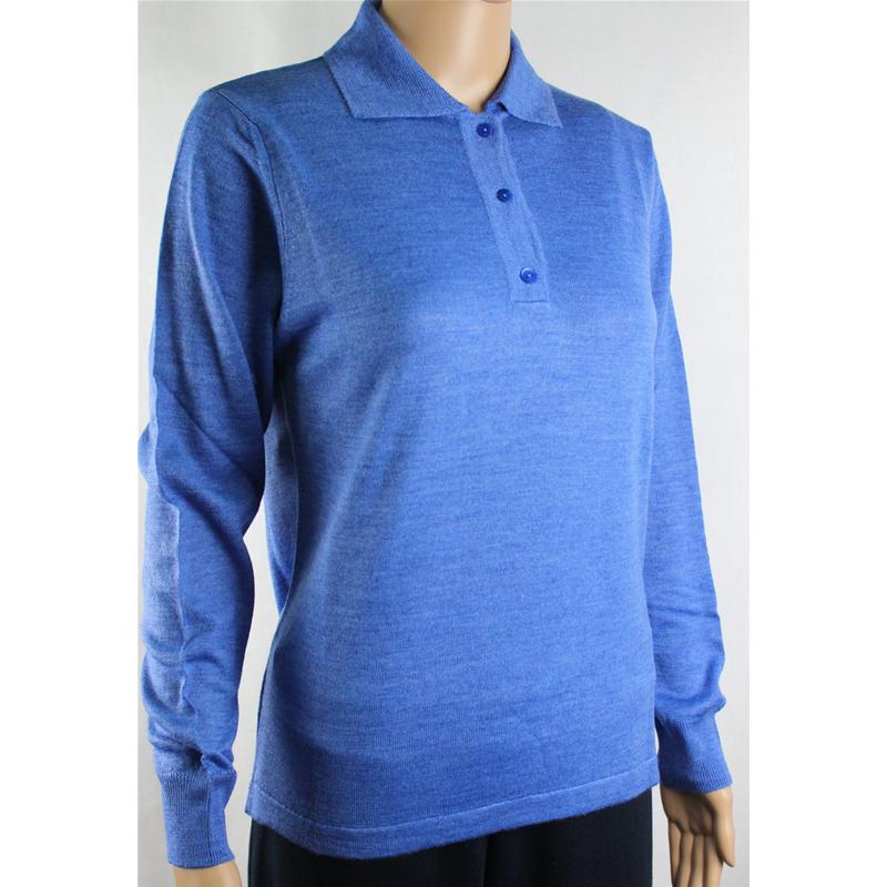 ..MAGLIA POLO DONNA 3 BOTTONI.LANA MERINOS 80% MADE IN ITALY S-M-L-XL-XXL AZZURRO