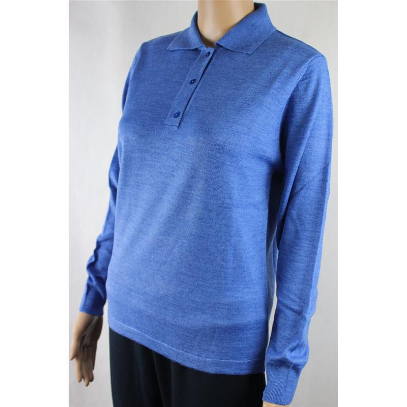 ..MAGLIA POLO DONNA 3 BOTTONI.LANA MERINOS 80% MADE IN ITALY S-M-L-XL-XXL AZZURRO