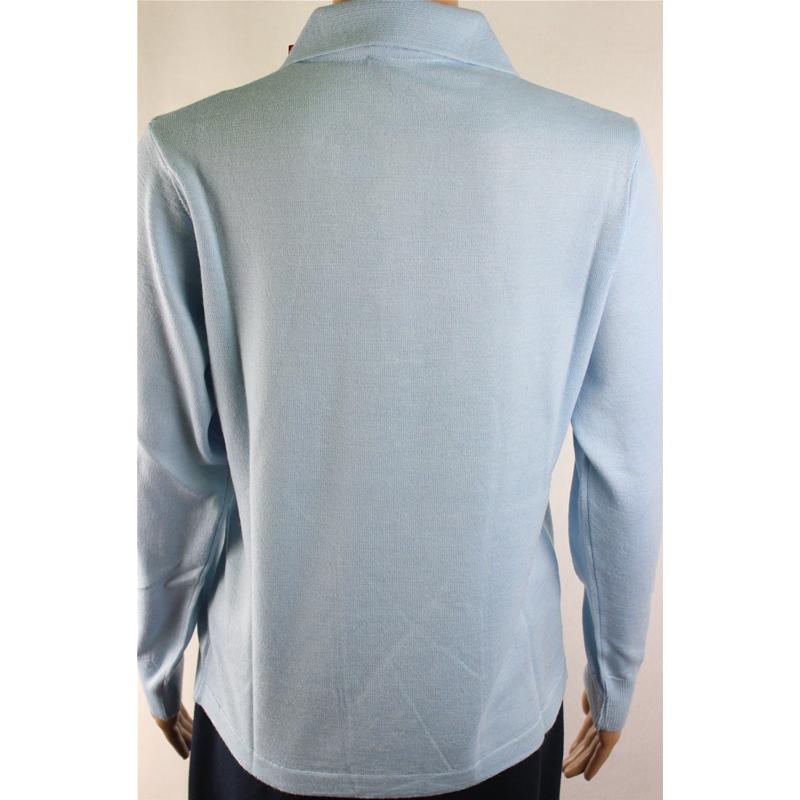 .MAGLIA POLO DONNA 3 BOTTONI.LANA MERINOS 80% MADE IN ITALY S-M-L-XL-XXL CIELO