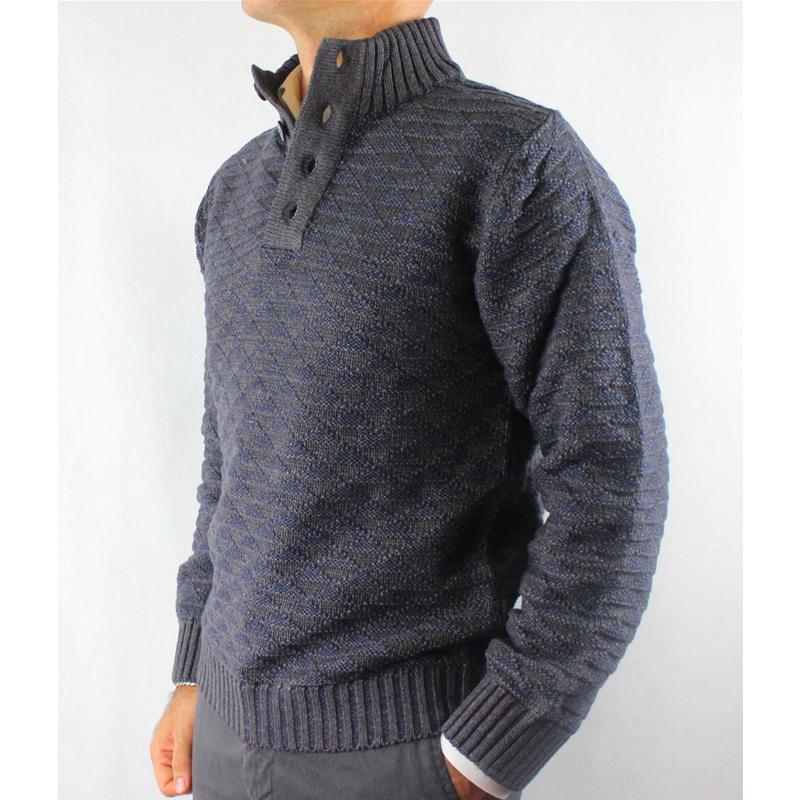 GOLF UOMO LUPETTO 4 BOTTONI LANA MADE IN ITALY MEZZO COLLO 6018