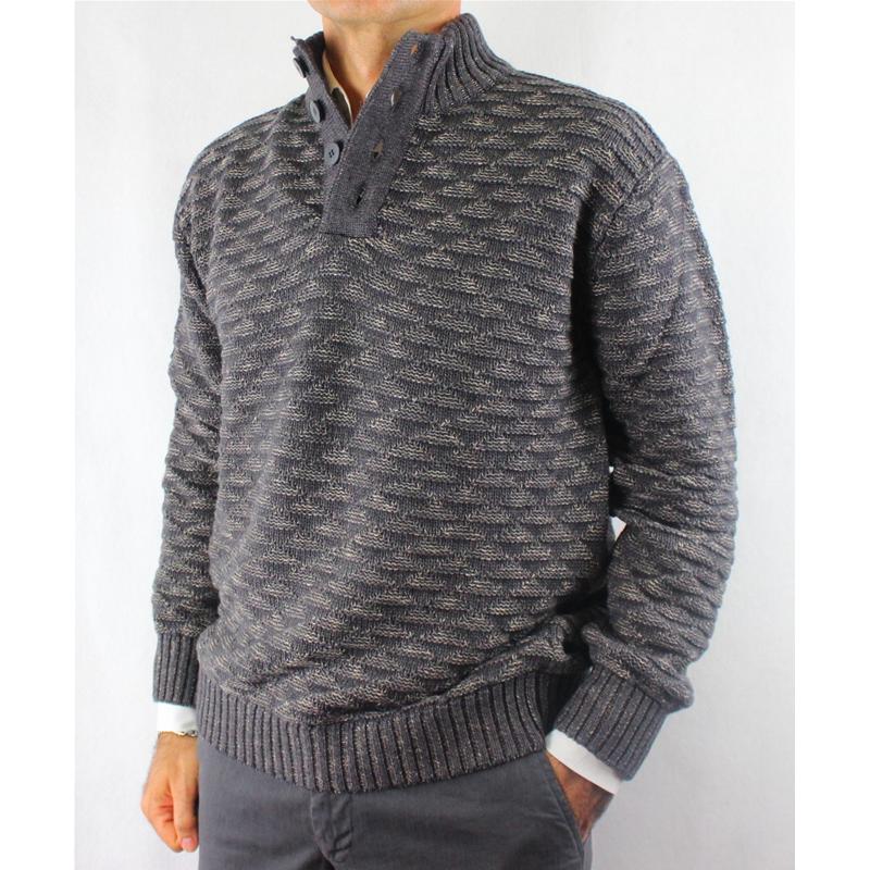 GOLF UOMO LUPETTO 4 BOTTONI LANA MADE IN ITALY MEZZO COLLO 6018