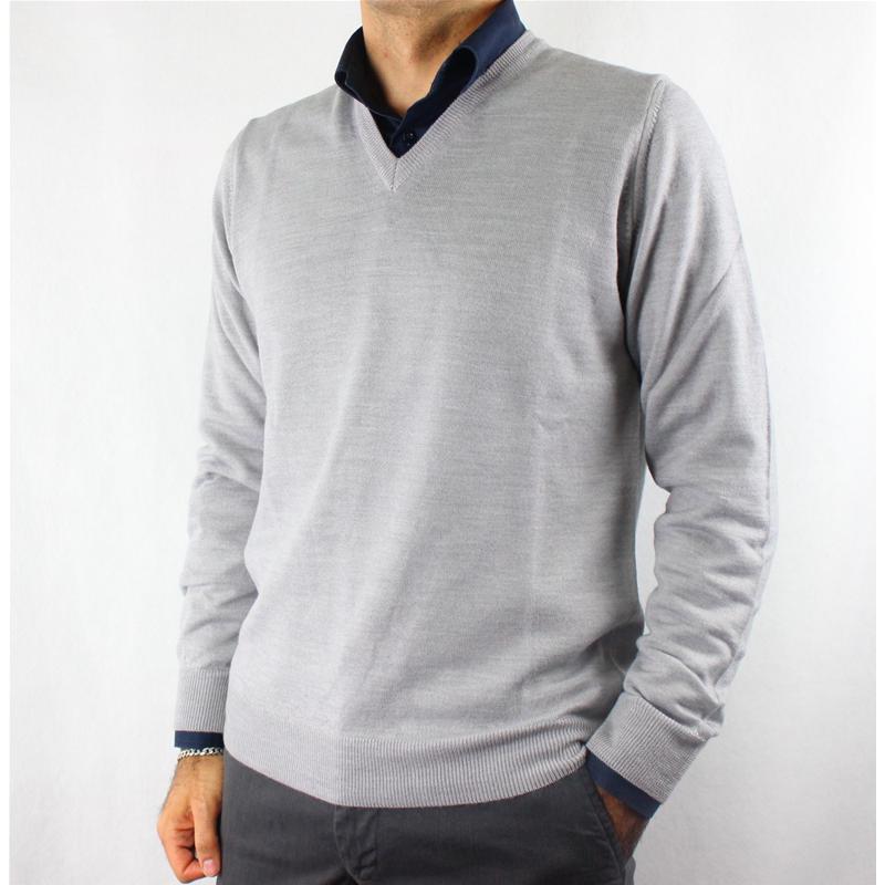 .GOLF UOMO SCOLLO V PULLOVER 80% LANA MERINOS MADE IN ITALY 5 COLORI