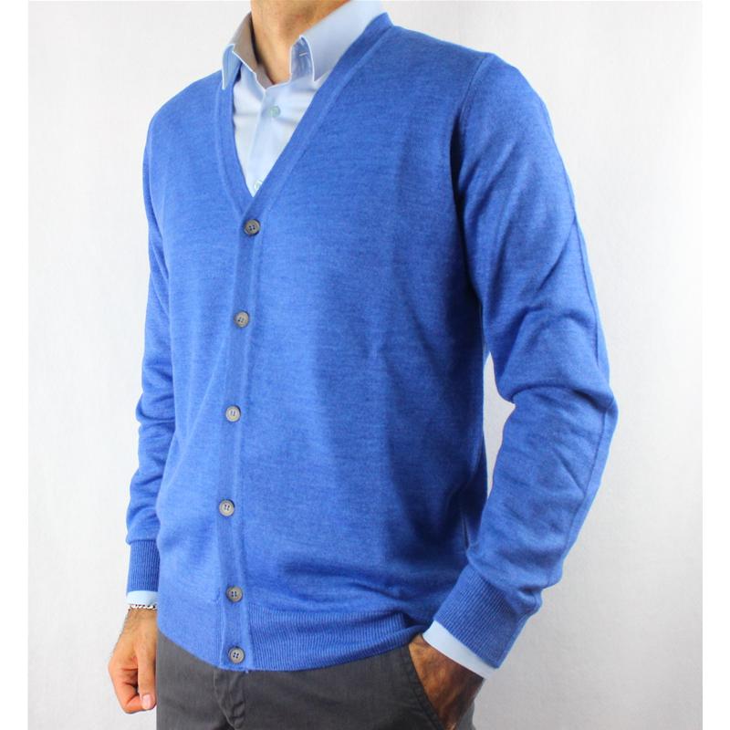 GIACCA UOMO BOTTONI 80% LANA MERINOS MADE IN ITALY CARDIGAN M-3XL 5 COLORI