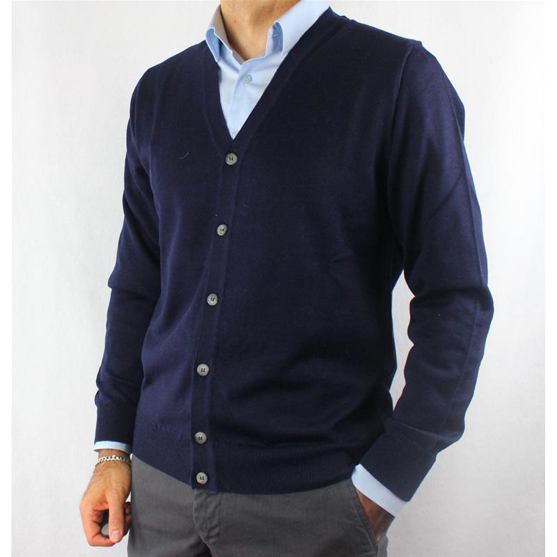 GIACCA UOMO BOTTONI 80% LANA MERINOS MADE IN ITALY CARDIGAN M-3XL 5 COLORI