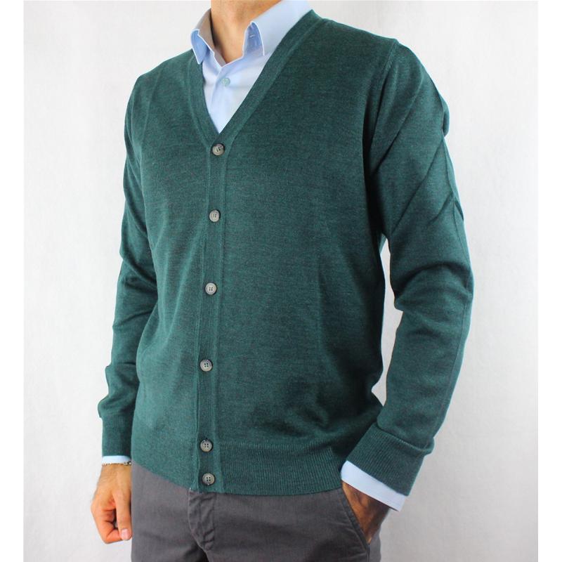 GIACCA UOMO BOTTONI 80% LANA MERINOS MADE IN ITALY CARDIGAN M-3XL 5 COLORI
