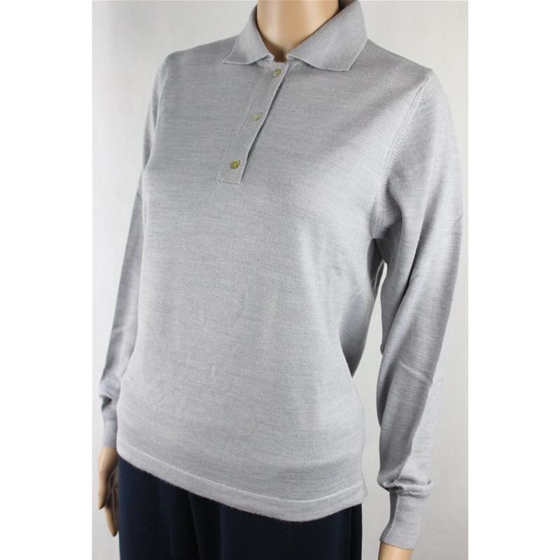 .MAGLIA POLO DONNA 3 BOTTONI.LANA MERINOS 80% MADE IN ITALY S-M-L-XL-XXL PERLA