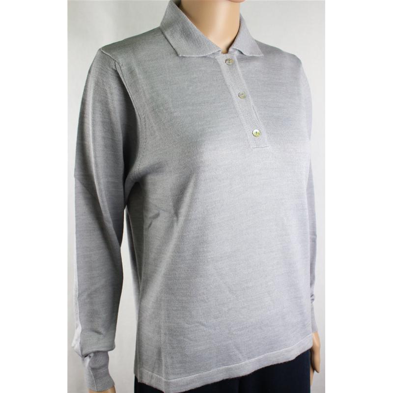 .MAGLIA POLO DONNA 3 BOTTONI.LANA MERINOS 80% MADE IN ITALY S-M-L-XL-XXL PERLA