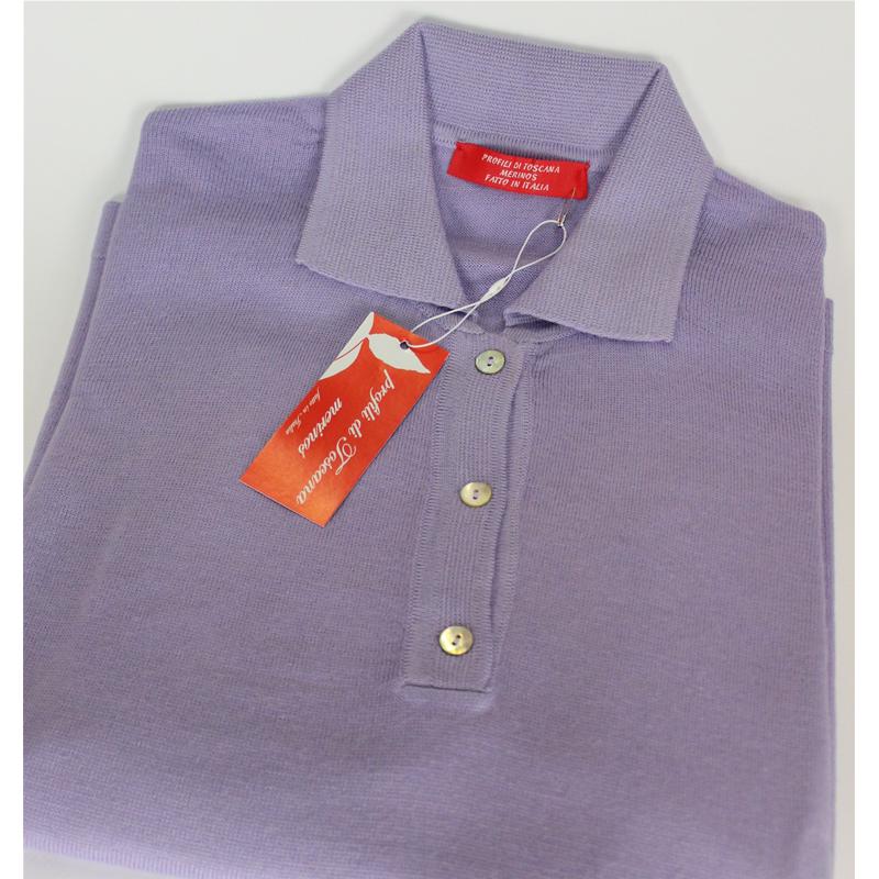 .MAGLIA POLO DONNA 3 BOTTONI.LANA MERINOS 80% MADE IN ITALY S-M-L-XL-XXL GLICINE