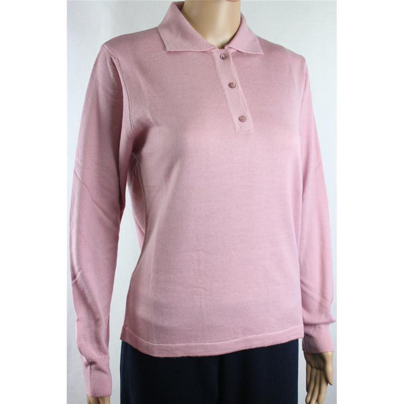 .MAGLIA POLO DONNA 3 BOTTONI.LANA MERINOS 80% MADE IN ITALY S-M-L-XL-XXL ROSA