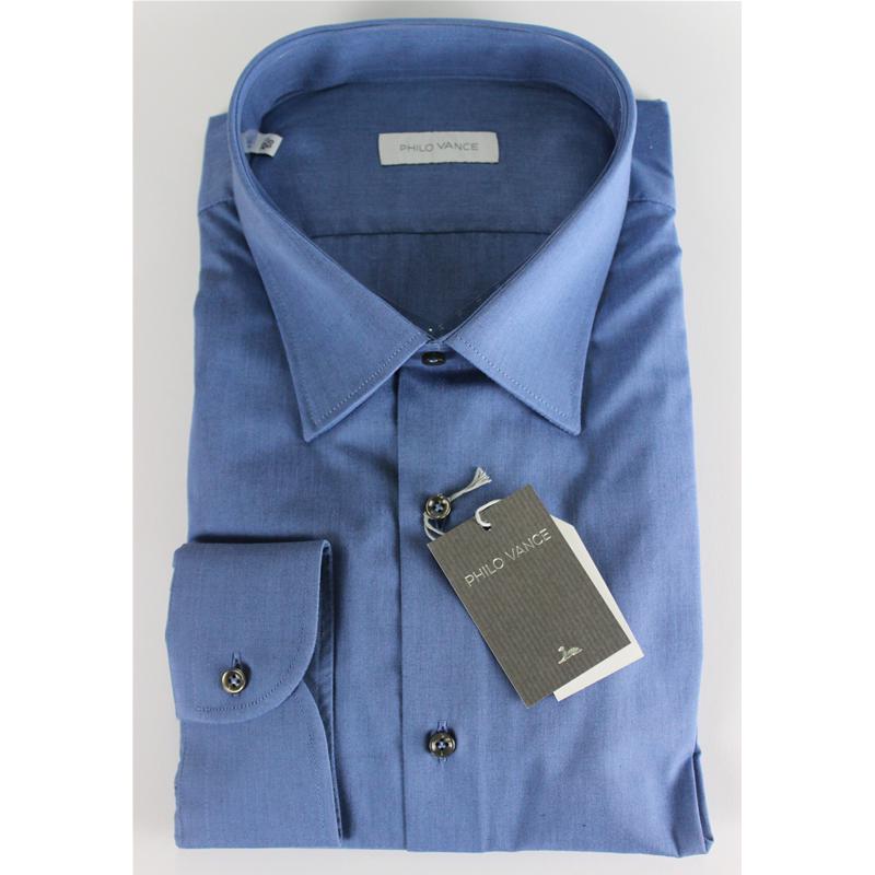 CAMICIA UOMO CALIBRATA 100% COTONE COLLO TG 50-51-52-53-54 PHILO VANCE 2 COLORI