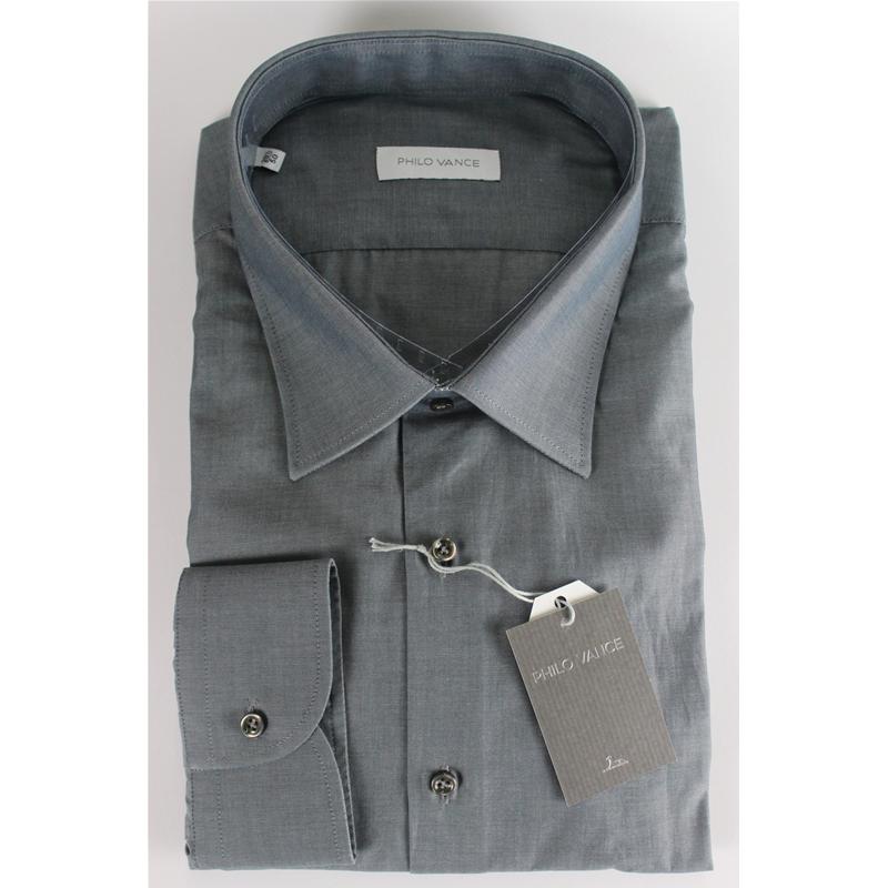 CAMICIA UOMO CALIBRATA 100% COTONE COLLO TG 50-51-52-53-54 PHILO VANCE 2 COLORI
