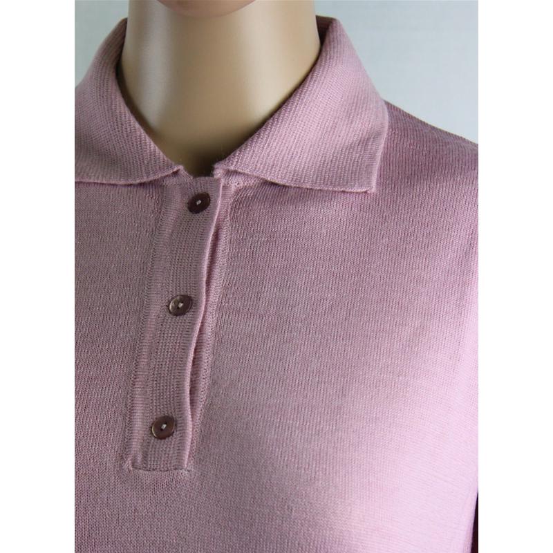 .MAGLIA POLO DONNA 3 BOTTONI.LANA MERINOS 80% MADE IN ITALY S-M-L-XL-XXL ROSA