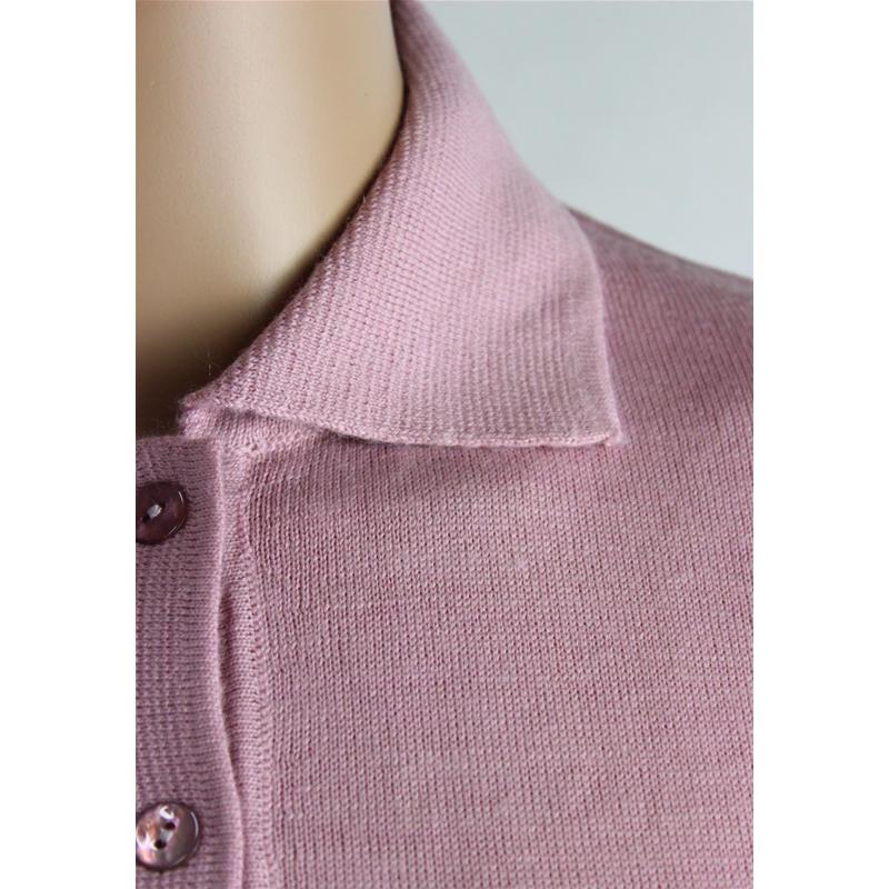.MAGLIA POLO DONNA 3 BOTTONI.LANA MERINOS 80% MADE IN ITALY S-M-L-XL-XXL ROSA
