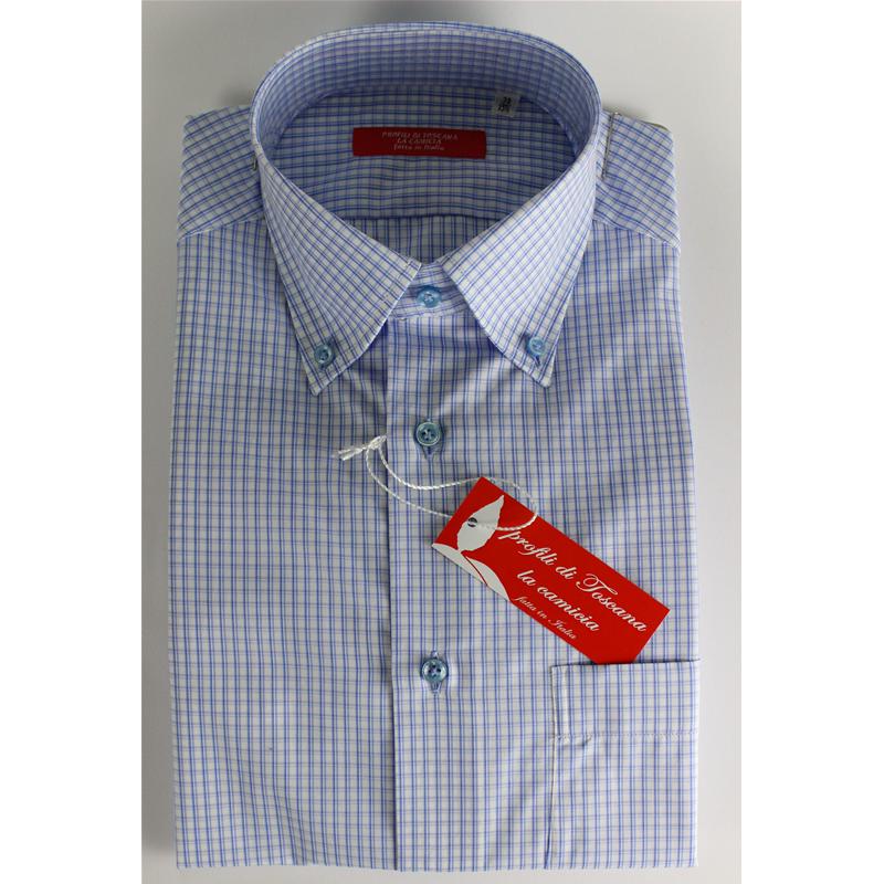 CAMICIA UOMO 100% COTONE LAVORAZIONE ARTIGIANALE MADE IN ITALY 39-46 REGULAR QUADRI