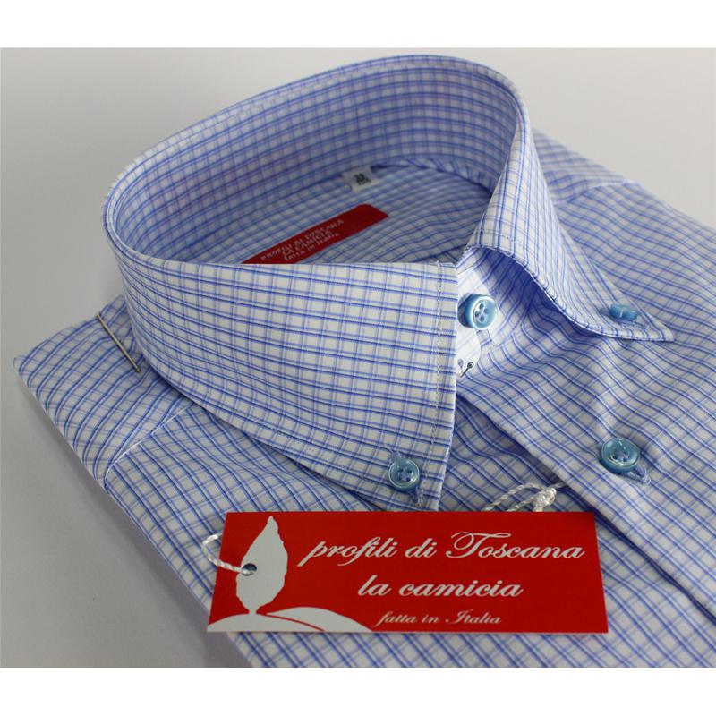 CAMICIA UOMO 100% COTONE LAVORAZIONE ARTIGIANALE MADE IN ITALY 39-46 REGULAR QUADRI